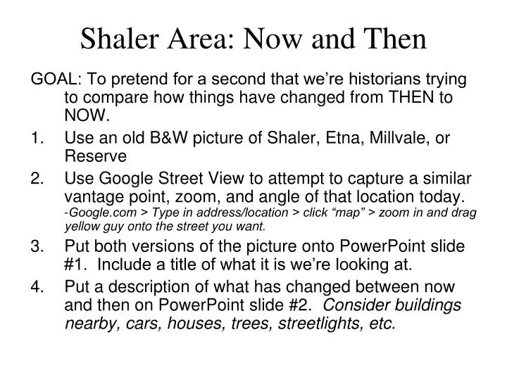 shaler area now and then