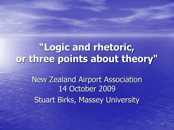 logic and rhetoric or three points about theory