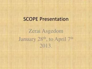 SCOPE Presentation