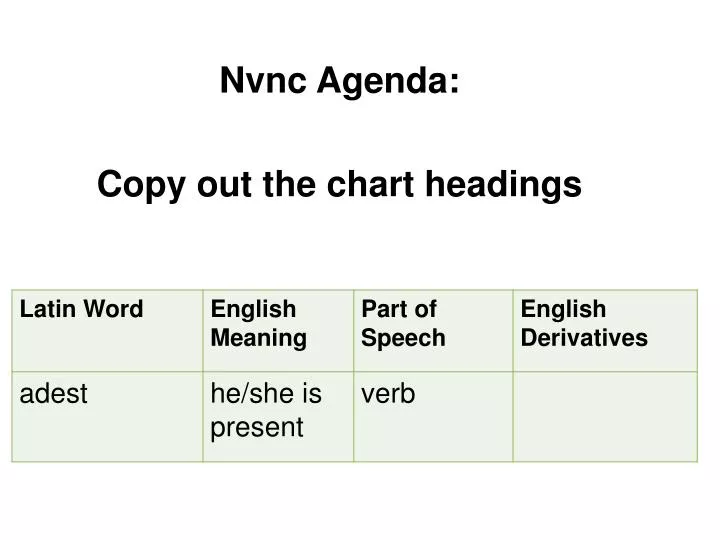 nvnc agenda copy out the chart headings