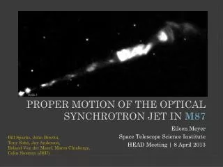 Proper Motion of the Optical Synchrotron Jet in M87