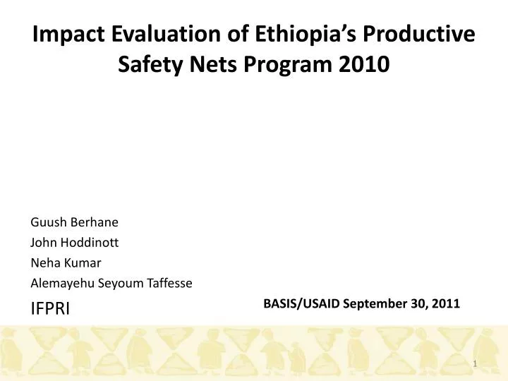 impact evaluation of ethiopia s productive safety nets program 2010