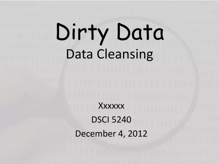 dirty data data cleansing