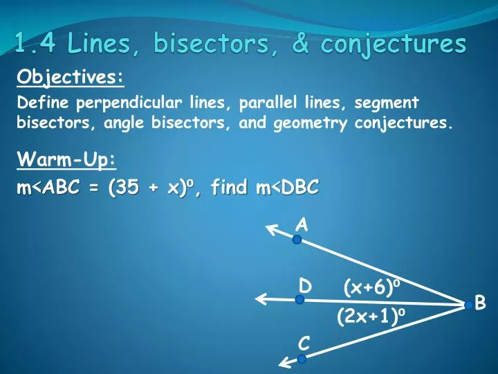 1 4 lines bisectors conjectures