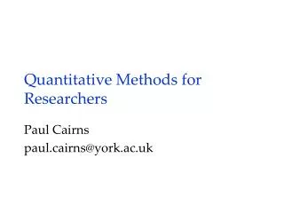 Quantitative Methods for Researchers