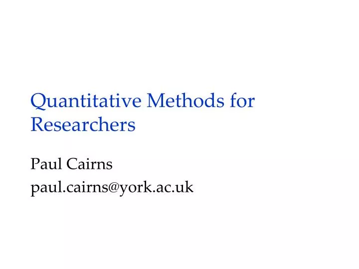 quantitative methods for researchers