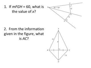 1. If mFGH = 60, what is the value of x ?