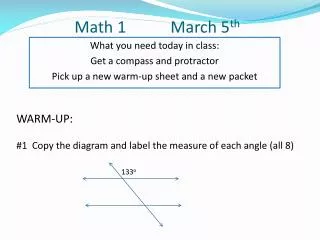 Math 1 		 March 5 th