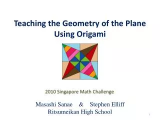 Teaching the Geometry of the Plane Using Origami