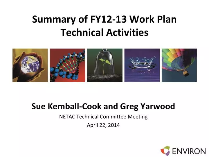 summary of fy12 13 work plan technical activities