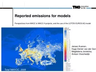 Reported emissions for models
