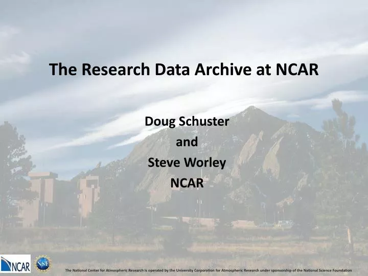 the research data archive at ncar