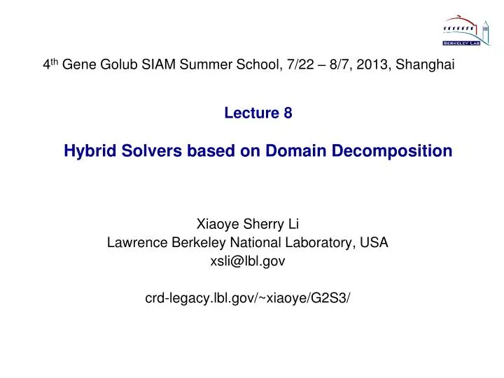 lecture 8 hybrid solvers based on domain decomposition