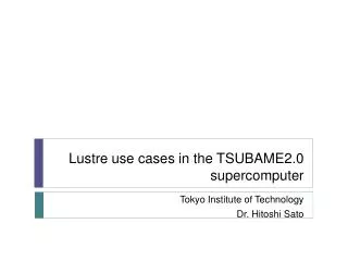 Lustre use cases in the TSUBAME2.0 supercomputer