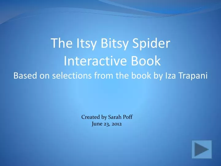 the itsy bitsy spider interactive book based on selections from the book by iza trapani