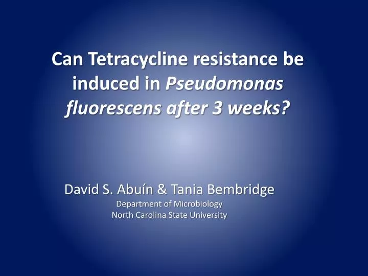 can tetracycline resistance be induced in pseudomonas fluorescens after 3 weeks