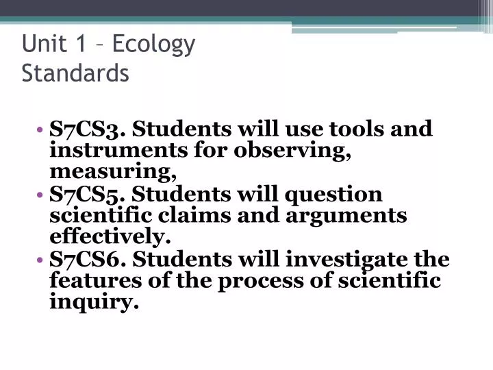 unit 1 ecology standards