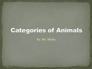 Categories of Animals