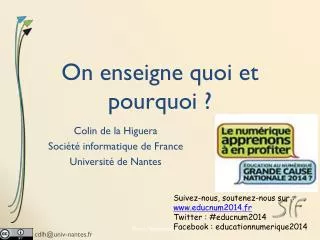 on enseigne quoi et pourquoi