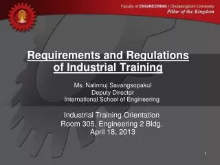 Requirements and Regulations of Industrial Training