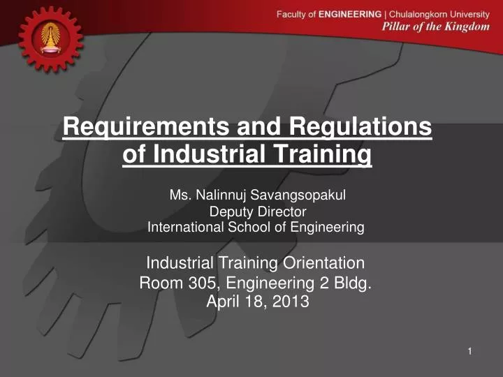 requirements and regulations of industrial training