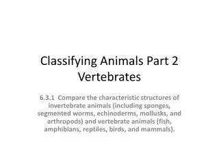 classifying animals part 2 vertebrates