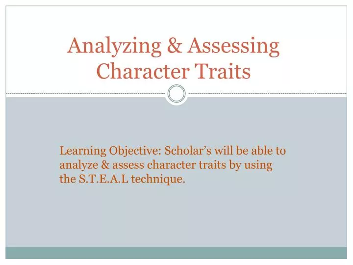 analyzing assessing character traits