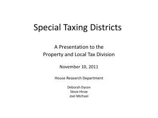 Special Taxing Districts