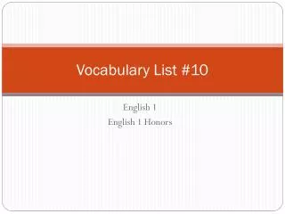 Vocabulary List #10