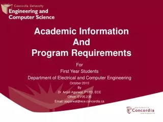 Academic Information And Program Requirements