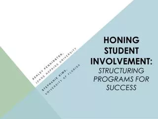 Honing Student Involvement: Structuring Programs for Success