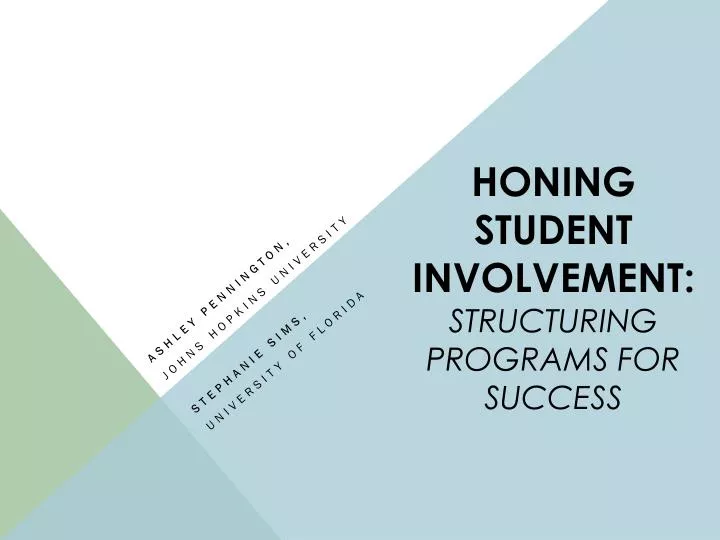 honing student involvement structuring programs for success