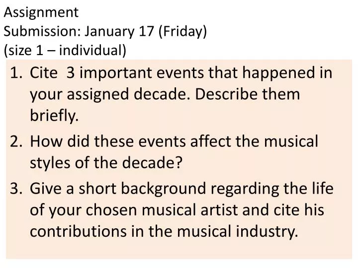assignment submission january 17 friday size 1 individual