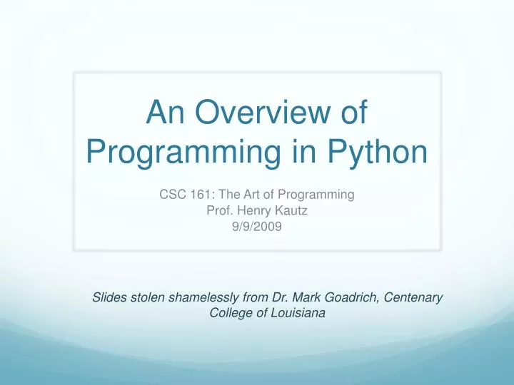 an overview of programming in python