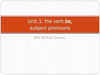 unit 1 the verb be subject pronouns