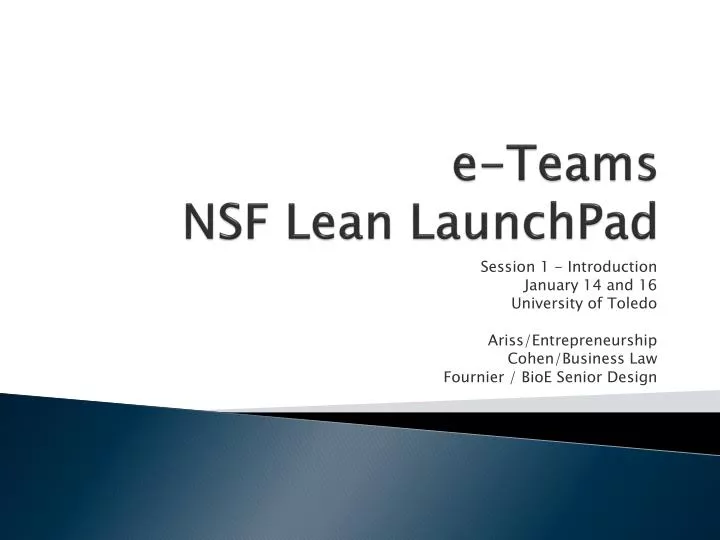 e teams nsf lean launchpad