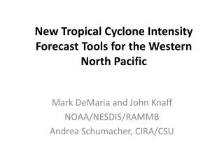 New Tropical Cyclone Intensity Forecast Tools for the Western North Pacific