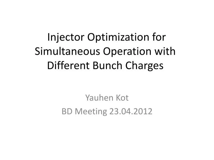 injector o ptimization for s imultaneous o peration with different b unch c harges