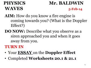 physics mr baldwin waves 5 feb 14