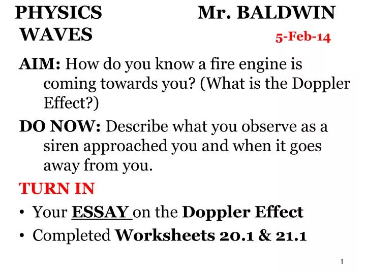 physics mr baldwin waves 5 feb 14