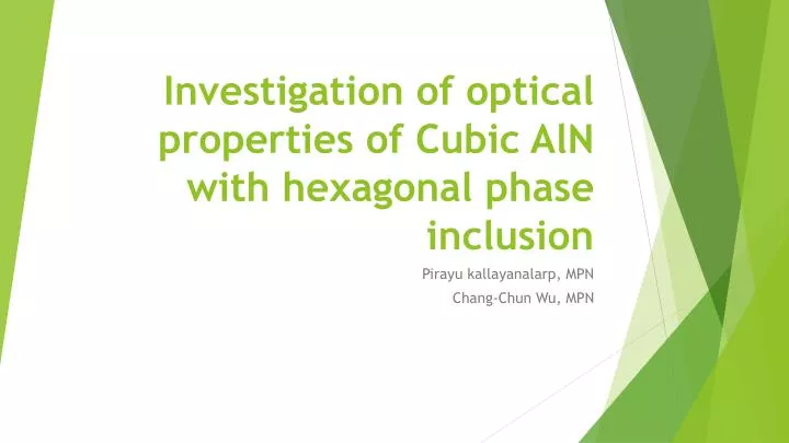 investigation of optical properties of cubic aln with hexagonal phase inclusion