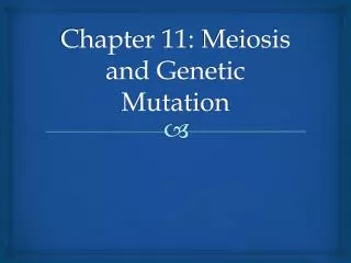 Chapter 11: Meiosis and Genetic Mutation