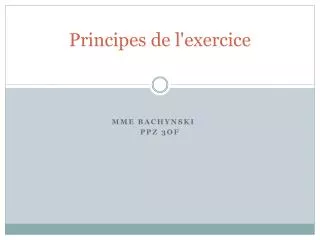 principes de l exercice