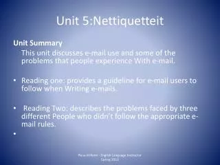 Unit 5:Nettiquetteit