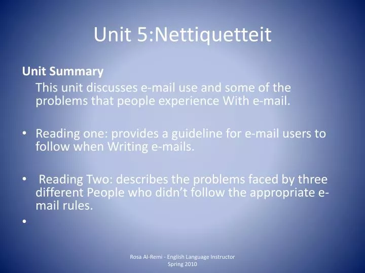 unit 5 nettiquetteit