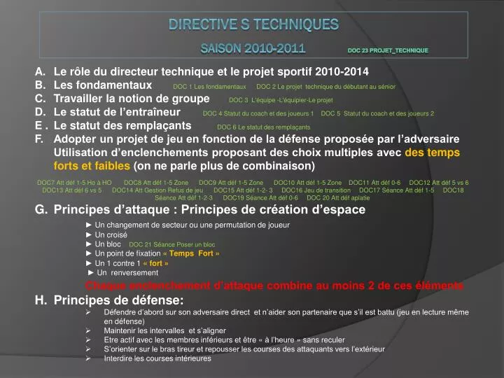 directive s techniques saison 2010 2011 doc 23 projet technique