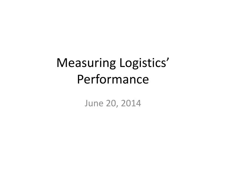 measuring logistics performance