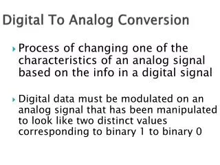 Digital To Analog Conversion