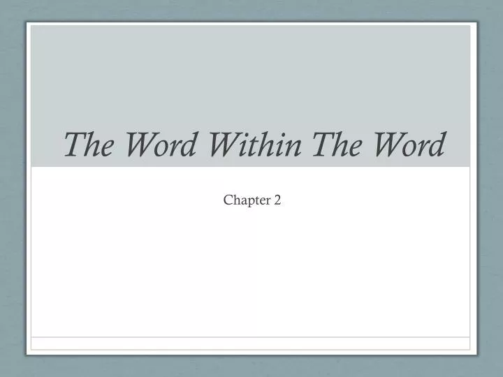 the word within the word