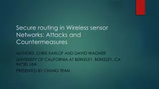 Secure routing in Wireless sensor Networks: Attacks and Countermeasures